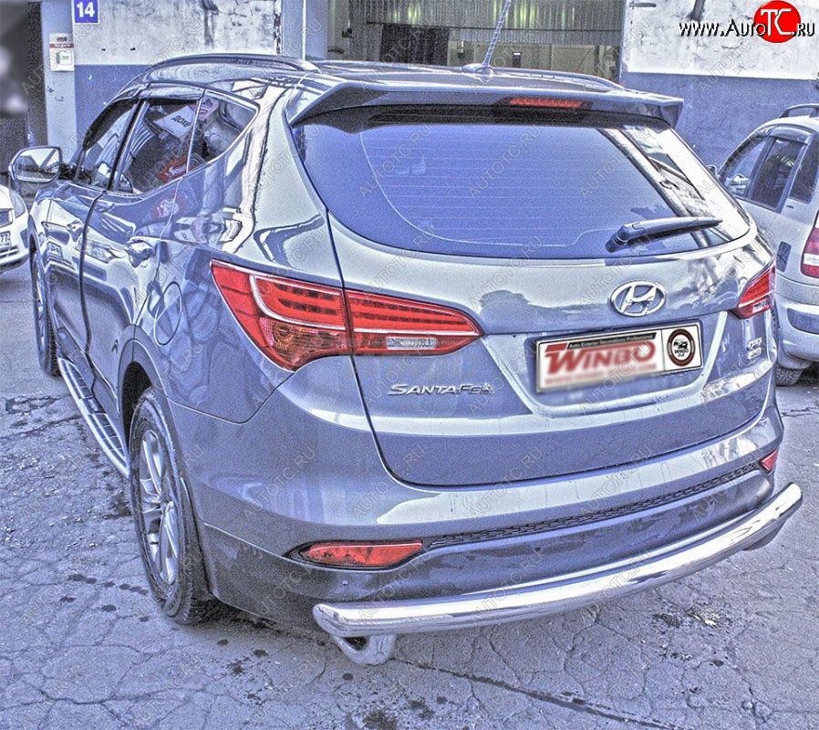 11 599 р. Защита заднего бампера WINBO (Ø60 мм, нержавейка)  Hyundai Santa Fe  DM (2012-2016) дорестайлинг  с доставкой в г. Краснодар