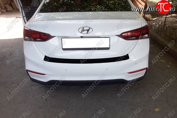 679 р. Защитная накладка заднего бампера Тюн-Авто  Hyundai Solaris  HCR (2017-2020) седан дорестайлинг  с доставкой в г. Краснодар