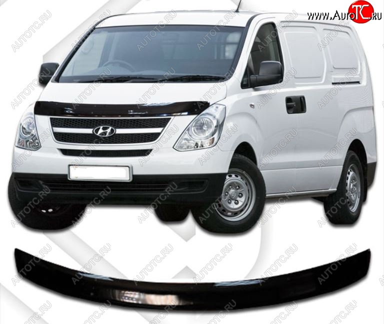 2 159 р. Дефлектор капота CA-Plastiс  Hyundai Starex/Grand Starex/H1  TQ (2014-2018) рестайлинг (Classic черный, Без надписи)  с доставкой в г. Краснодар