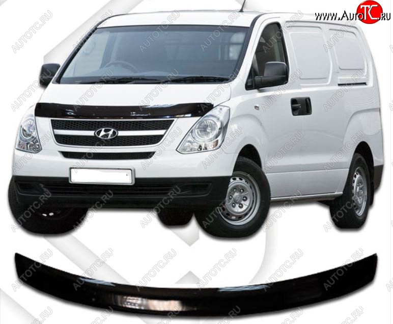 2 159 р. Дефлектор капота CA-Plastic  Hyundai Starex/Grand Starex/H1  TQ (2007-2018) дорестайлинг, рестайлинг (Classic черный, Без надписи)  с доставкой в г. Краснодар