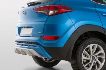 11 799 р. Накладка заднего бампера YT  Hyundai Tucson  TL (2015-2018) дорестайлинг (Неокрашенная)  с доставкой в г. Краснодар. Увеличить фотографию 2