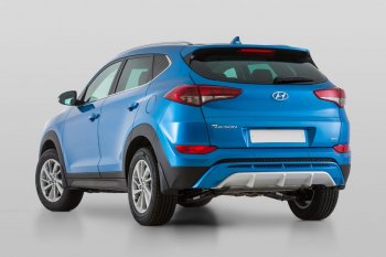 11 799 р. Накладка заднего бампера YT  Hyundai Tucson  TL (2015-2018) дорестайлинг (Неокрашенная)  с доставкой в г. Краснодар. Увеличить фотографию 4