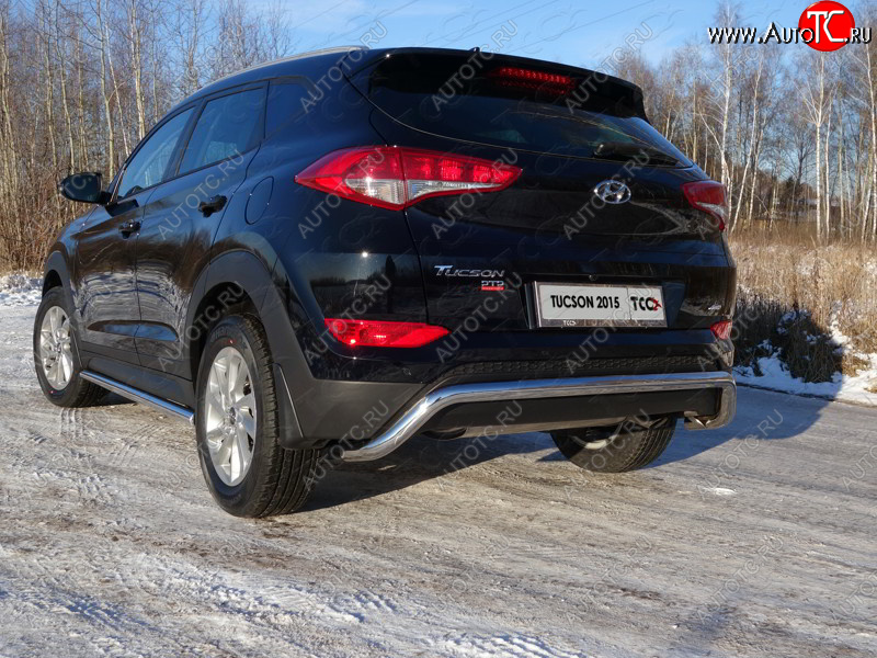 20 999 р. Защита заднего бампера ТСС (нержавейка d 60,3 мм) (кенгурин) Hyundai Tucson TL дорестайлинг (2015-2018)  с доставкой в г. Краснодар