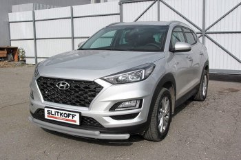 Защита переднего бампера Slitkoff (двойная, d57/42) Hyundai (Хюндаи) Tucson (Туссон)  TL (2018-2021) TL рестайлинг