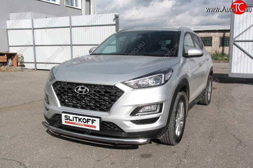 15 999 р. Защита переднего бампера Turbo Slitkoff (d57 мм)  Hyundai Tucson  TL (2018-2021) рестайлинг (Нержавейка, Полированная)  с доставкой в г. Краснодар