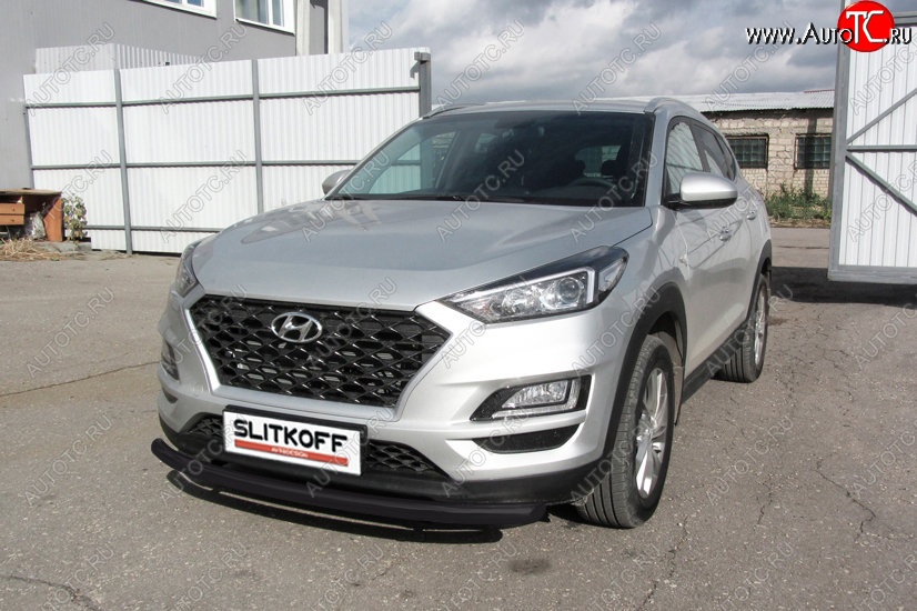 11 199 р. Защита переднего бампера Turbo Slitkoff (d57 мм)  Hyundai Tucson  TL (2018-2021) рестайлинг (Сталь с полимерным покрытием. Цвет: чёрный)  с доставкой в г. Краснодар