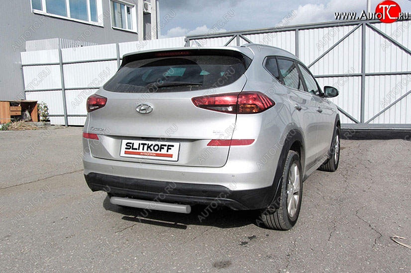 6 199 р. Защита заднего бампера Slitkoff (d57 мм) Hyundai Tucson TL рестайлинг (2018-2021) (Сталь с полимерным покрытием. Цвет: серебристый)  с доставкой в г. Краснодар