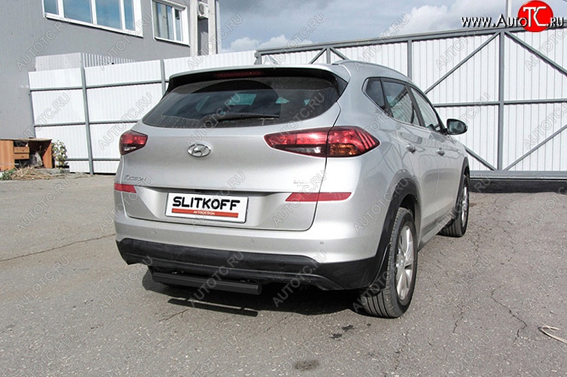 5 599 р. Защита заднего бампера Slitkoff (d57 мм)  Hyundai Tucson  TL (2018-2021) рестайлинг (Сталь с полимерным покрытием. Цвет: чёрный )  с доставкой в г. Краснодар