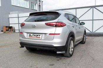 Защита заднего бампера Slitkoff (уголки, d57) Hyundai (Хюндаи) Tucson (Туссон)  TL (2018-2021) TL рестайлинг