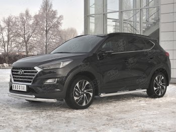 17 899 р. Защита переднего бампера (2 трубы Ø63 и 42 мм, нержавейка) SLITKOFF  Hyundai Tucson  TL (2018-2021) рестайлинг  с доставкой в г. Краснодар. Увеличить фотографию 2