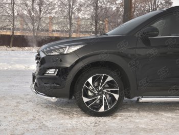 17 899 р. Защита переднего бампера (2 трубы Ø63 и 42 мм, нержавейка) SLITKOFF  Hyundai Tucson  TL (2018-2021) рестайлинг  с доставкой в г. Краснодар. Увеличить фотографию 3