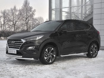 17 599 р. Защита переднего бампера (2 трубы Ø63 и 42 мм, нержавейка) SLITKOFF  Hyundai Tucson  TL (2018-2021) рестайлинг  с доставкой в г. Краснодар. Увеличить фотографию 2