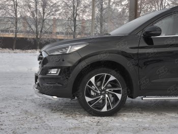 17 599 р. Защита переднего бампера (2 трубы Ø63 и 42 мм, нержавейка) SLITKOFF  Hyundai Tucson  TL (2018-2021) рестайлинг  с доставкой в г. Краснодар. Увеличить фотографию 3