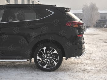 14 899 р. Защита заднего бампера (Ø42 мм волна, нержавейка) SLITKOFF  Hyundai Tucson  TL (2018-2021) рестайлинг  с доставкой в г. Краснодар. Увеличить фотографию 2