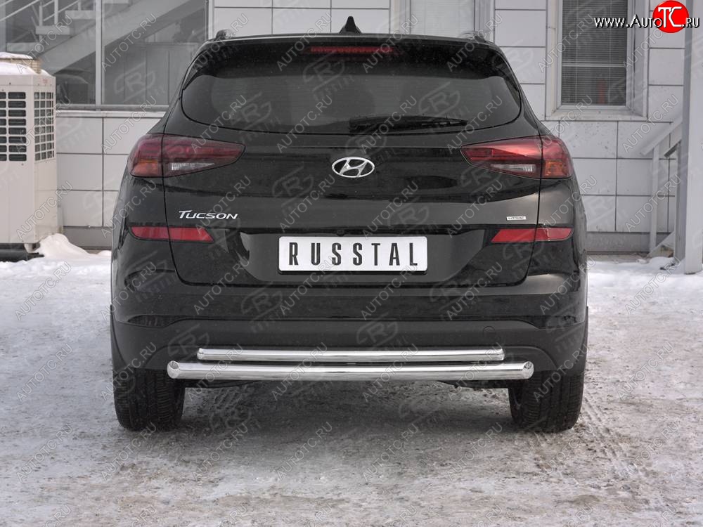 18 999 р. Защита заднего бампера (Ø63/42 мм, нержавейка) SLITKOFF Hyundai Tucson TL рестайлинг (2018-2021)  с доставкой в г. Краснодар