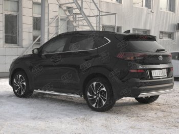 14 999 р. Защита заднего бампера (Ø75x42 мм, нержавейка) Russtal Hyundai Tucson TL рестайлинг (2018-2021)  с доставкой в г. Краснодар. Увеличить фотографию 2