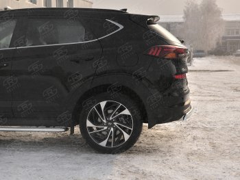 14 999 р. Защита заднего бампера (Ø75x42 мм, нержавейка) Russtal Hyundai Tucson TL рестайлинг (2018-2021)  с доставкой в г. Краснодар. Увеличить фотографию 3