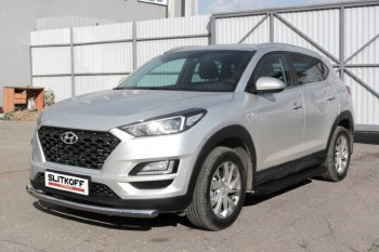 19 449 р. Пороги алюминиевые Slitkoff  Hyundai Tucson  TL (2018-2021) рестайлинг (Optima Black )  с доставкой в г. Краснодар. Увеличить фотографию 2