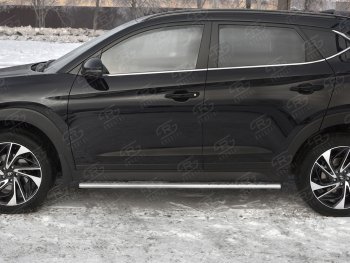 21 749 р. Защита порогов (Ø75x42 мм с проступью, нержавейка) Russtal Hyundai Tucson TL рестайлинг (2018-2021)  с доставкой в г. Краснодар. Увеличить фотографию 2