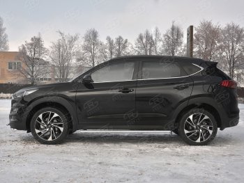 21 749 р. Защита порогов (Ø75x42 мм с проступью, нержавейка) Russtal Hyundai Tucson TL рестайлинг (2018-2021)  с доставкой в г. Краснодар. Увеличить фотографию 3