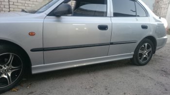 4 099 р. Пороги накладки Style Hyundai Accent седан ТагАЗ (2001-2012) (Неокрашенные)  с доставкой в г. Краснодар. Увеличить фотографию 12