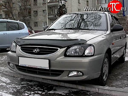 1 484 р. Защита передних фар NovLine (очки) . Hyundai Accent седан ТагАЗ (2001-2012)  с доставкой в г. Краснодар