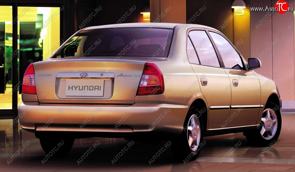 4 899 р. Задний бампер Стандартный Hyundai Accent седан ТагАЗ (2001-2012) (Неокрашенный)  с доставкой в г. Краснодар