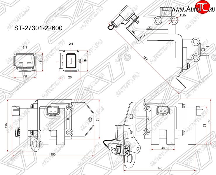 1 999 р. Катушка зажигания SAT  Hyundai Accent  седан ТагАЗ - Getz  TB  с доставкой в г. Краснодар