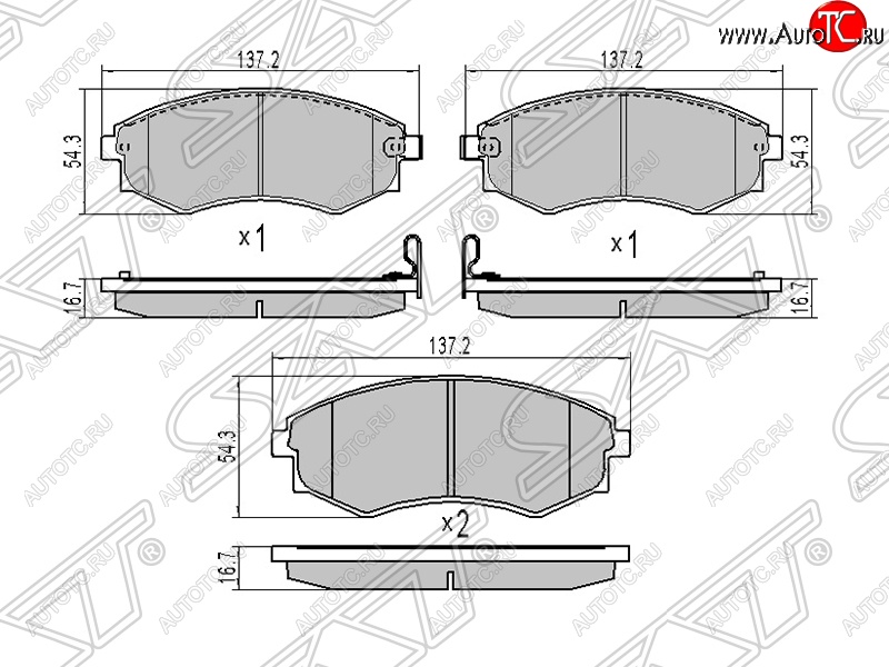 1 289 р. Колодки тормозные SAT (передние)  Hyundai Sonata  EF (2001-2013), SSANGYONG Korando  2 (1996-2006), SSANGYONG Musso (1993-2005), SSANGYONG Rexton  Y200 (2001-2006)  с доставкой в г. Краснодар