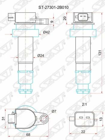 Катушка зажигания SAT Hyundai Avante, Creta (GS), Elantra (MD), Solaris (RBr), KIA Ceed (1 ED), Rio (3 QB)