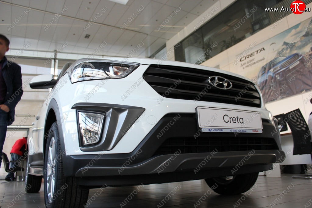 5 649 р. Накладка на передний бампер АвтоКрат Hyundai Creta GS дорестайлинг (2015-2019) (Неокрашенная)  с доставкой в г. Краснодар