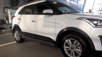 7 349 р. Пластиковые пороги АвтоКрат Hyundai Creta GS рестайлинг (2019-2021) (Неокрашенные)  с доставкой в г. Краснодар. Увеличить фотографию 2