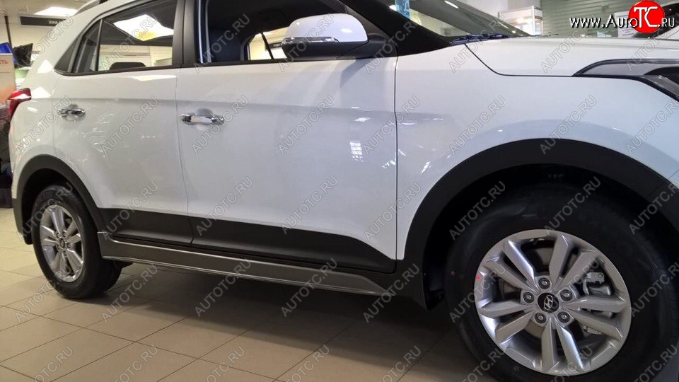 7 349 р. Пластиковые пороги АвтоКрат Hyundai Creta GS рестайлинг (2019-2021) (Неокрашенные)  с доставкой в г. Краснодар