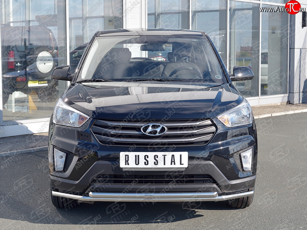 18 999 р. Защита переднего бампера (2 трубыØ42 мм, нержавейка) SLITKOFF Hyundai Creta GS дорестайлинг (2015-2019)  с доставкой в г. Краснодар