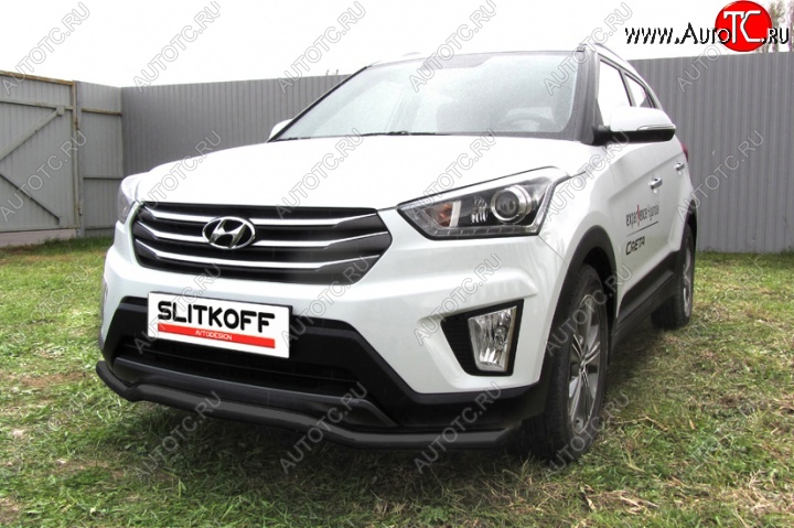 9 849 р. Защита переднего бампер из трубы d57 Slitkoff (волна) Hyundai Creta GS дорестайлинг (2015-2019) (Цвет: серебристый)  с доставкой в г. Краснодар