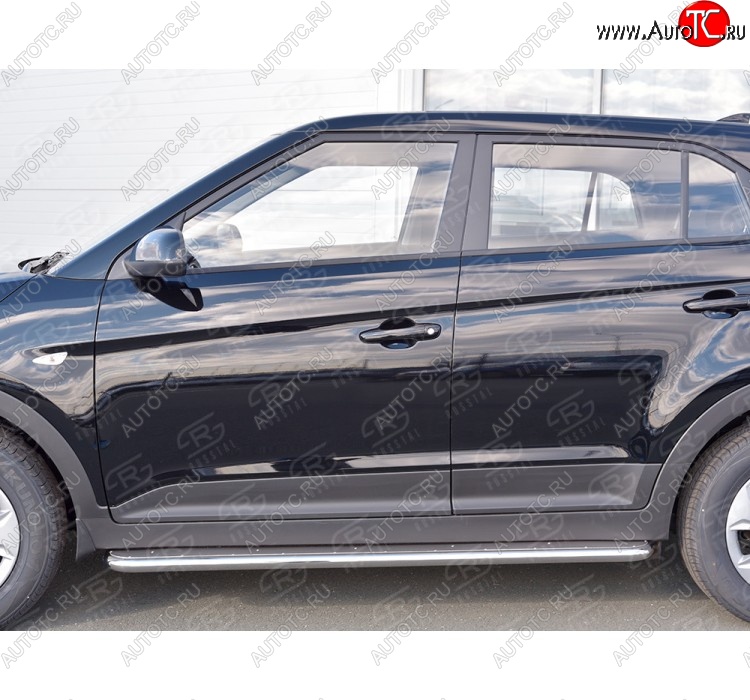 38 999 р. Порожки для ног (труба Ø42) SLITKOFF Hyundai Creta GS дорестайлинг (2015-2019) (Вариант 3 (лист нерж, проф. нерж))  с доставкой в г. Краснодар