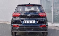 Защита заднего бампера (Ø42 мм, нержавейка) SLITKOFF Hyundai (Хюндаи) Creta (Крета)  GS (2015-2021) GS дорестайлинг, рестайлинг