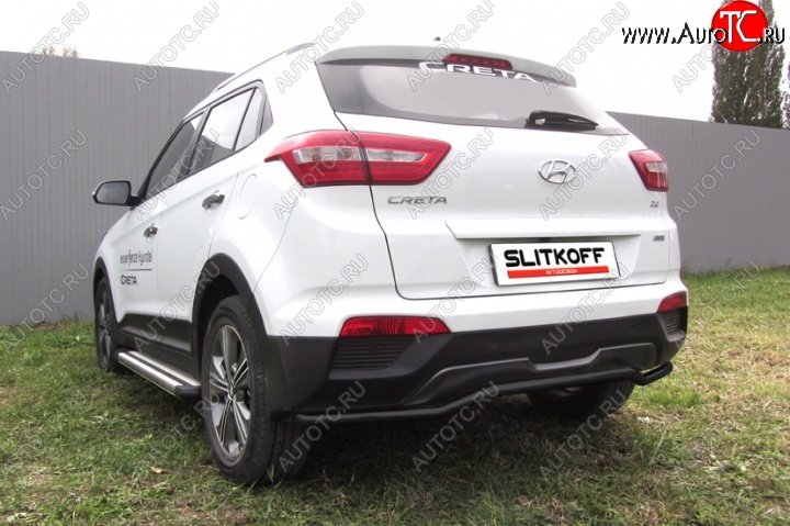 6 699 р. Защита заднего бампера из трубы d42 Slitkoff (волна) Hyundai Creta GS дорестайлинг (2015-2019) (Цвет: серебристый)  с доставкой в г. Краснодар