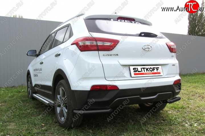 5 899 р. Защита заднего бампера из уголков d57 Slitkoff Hyundai Creta GS дорестайлинг (2015-2019) (Цвет: серебристый)  с доставкой в г. Краснодар