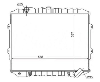Радиатор двигателя SAT (пластинчатый, 2.3TD/2.5TD, АКПП) Mitsubishi Pajero 1 L040 (1982-1991)