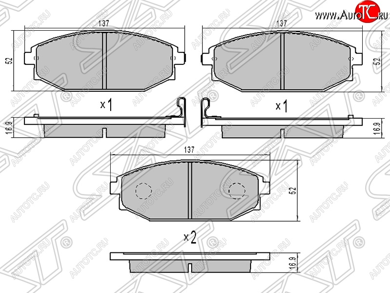 1 059 р. Колодки тормозные SAT (передние)  Hyundai Galloper (1998-2003), KIA Sorento  BL (2002-2010), Mitsubishi Pajero ( 2 V30/V40 5 дв.,  2 V20,  2 V30/V40) (1991-1999)  с доставкой в г. Краснодар