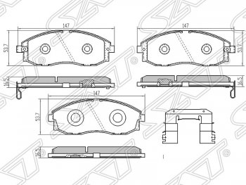 1 399 р. Колодки тормозные SAT (передние) Hyundai Porter HR (2005-2018)  с доставкой в г. Краснодар. Увеличить фотографию 1