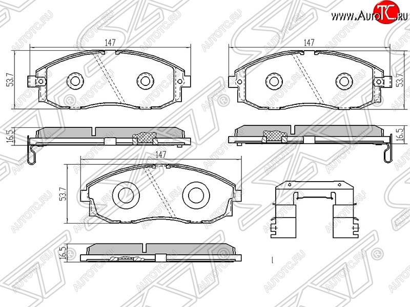 1 599 р. Колодки тормозные SAT (передние)  Hyundai Porter ( AU,KR,  HR) - Starex/H1  A1  с доставкой в г. Краснодар