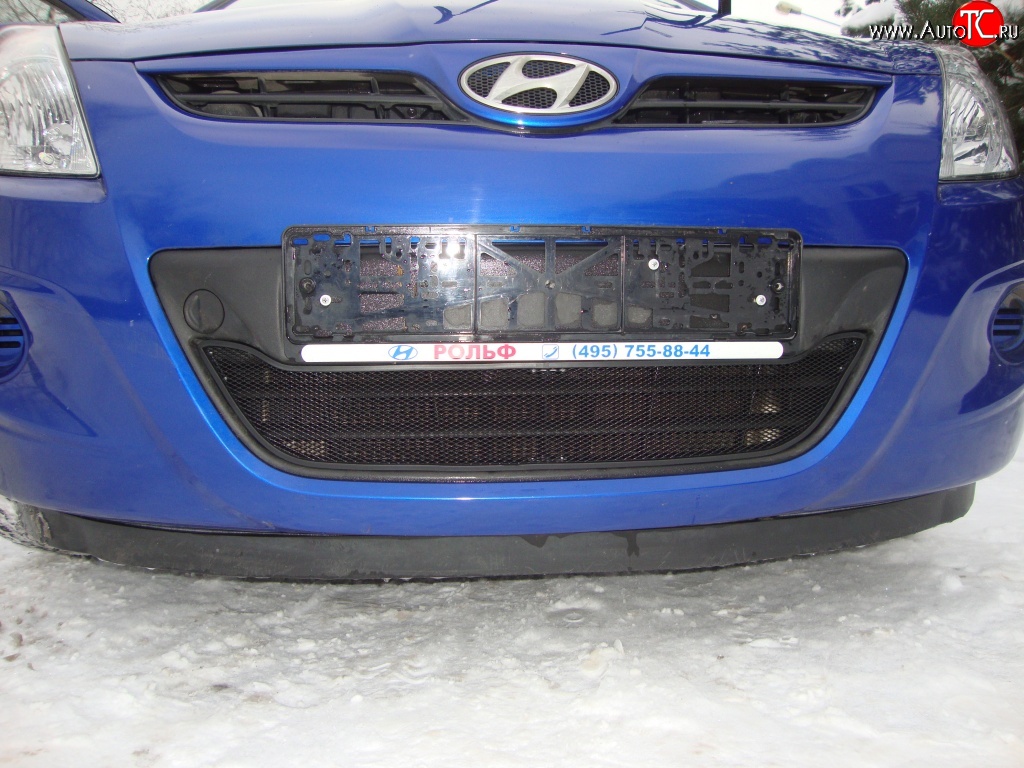 1 469 р. Сетка на бампер Russtal (черная)  Hyundai i20  PB (2008-2012) хэтчбэк дорестайлинг  с доставкой в г. Краснодар