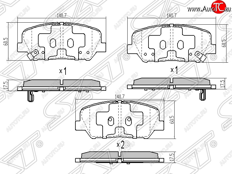 1 349 р. Колодки тормозные SAT (задние)  Hyundai I30  2 GD (2011-2017), Hyundai Veloster  FS (2011-2018), KIA Optima  3 TF (2010-2016)  с доставкой в г. Краснодар