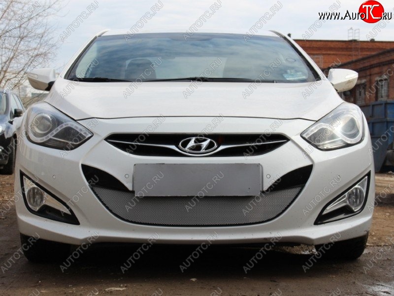 1 539 р. Защитная сетка на бампер Russtal (хром) Hyundai I40 1 VF дорестайлинг седан (2011-2015)  с доставкой в г. Краснодар