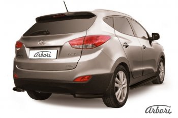 5 399 р. Защита заднего бампера Arbori (уголки, черная, 1 труба d57 mm). Hyundai IX35 LM рестайлинг (2013-2018)  с доставкой в г. Краснодар. Увеличить фотографию 1