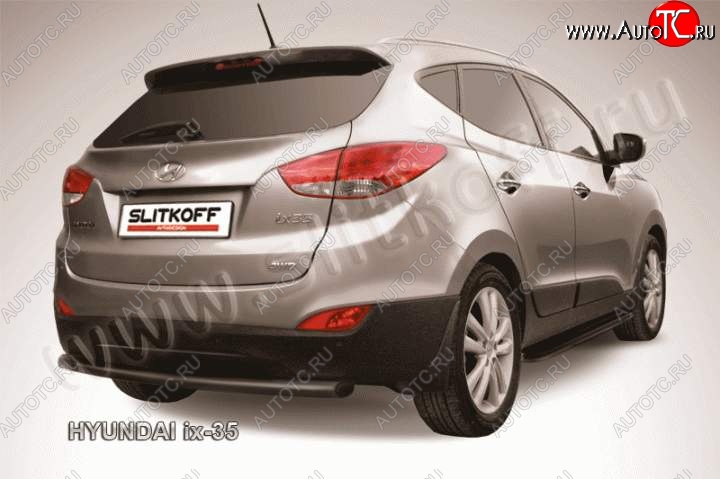 6 449 р. Защита заднего бампера из трубы d57 Slitkoff  Hyundai IX35  LM (2009-2018) дорестайлинг, рестайлинг (Цвет: серебристый)  с доставкой в г. Краснодар