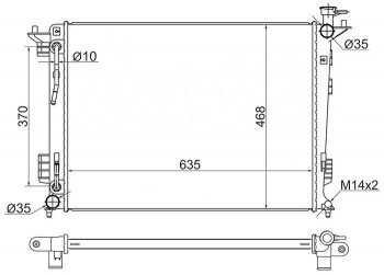 Радиатор двигателя (трубчатый, 2.0/2.4, МКПП/АКПП) SAT Hyundai IX35 LM рестайлинг (2013-2018)