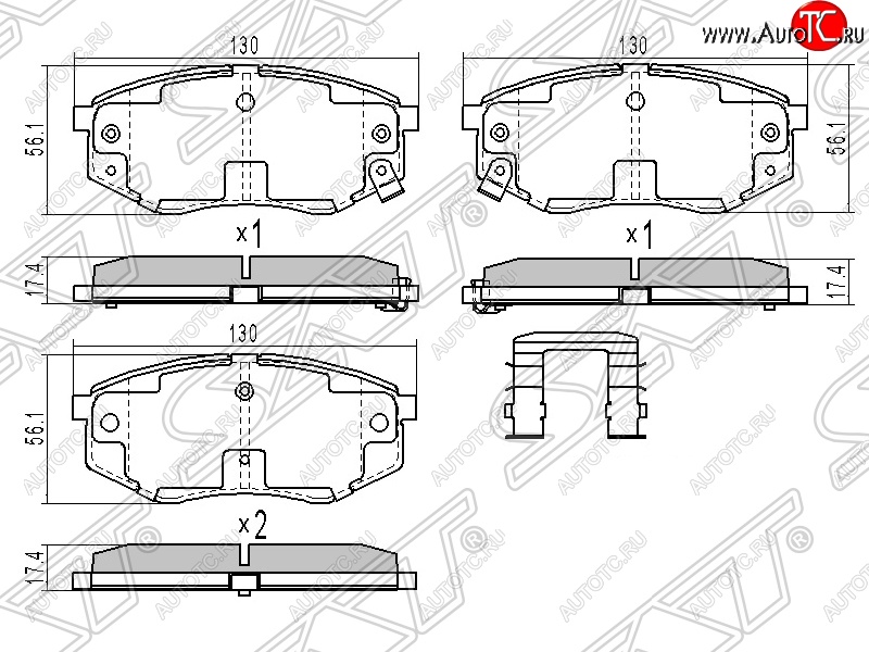 1 399 р. Колодки тормозные SAT (передние) Hyundai IX35 LM дорестайлинг (2009-2013)  с доставкой в г. Краснодар